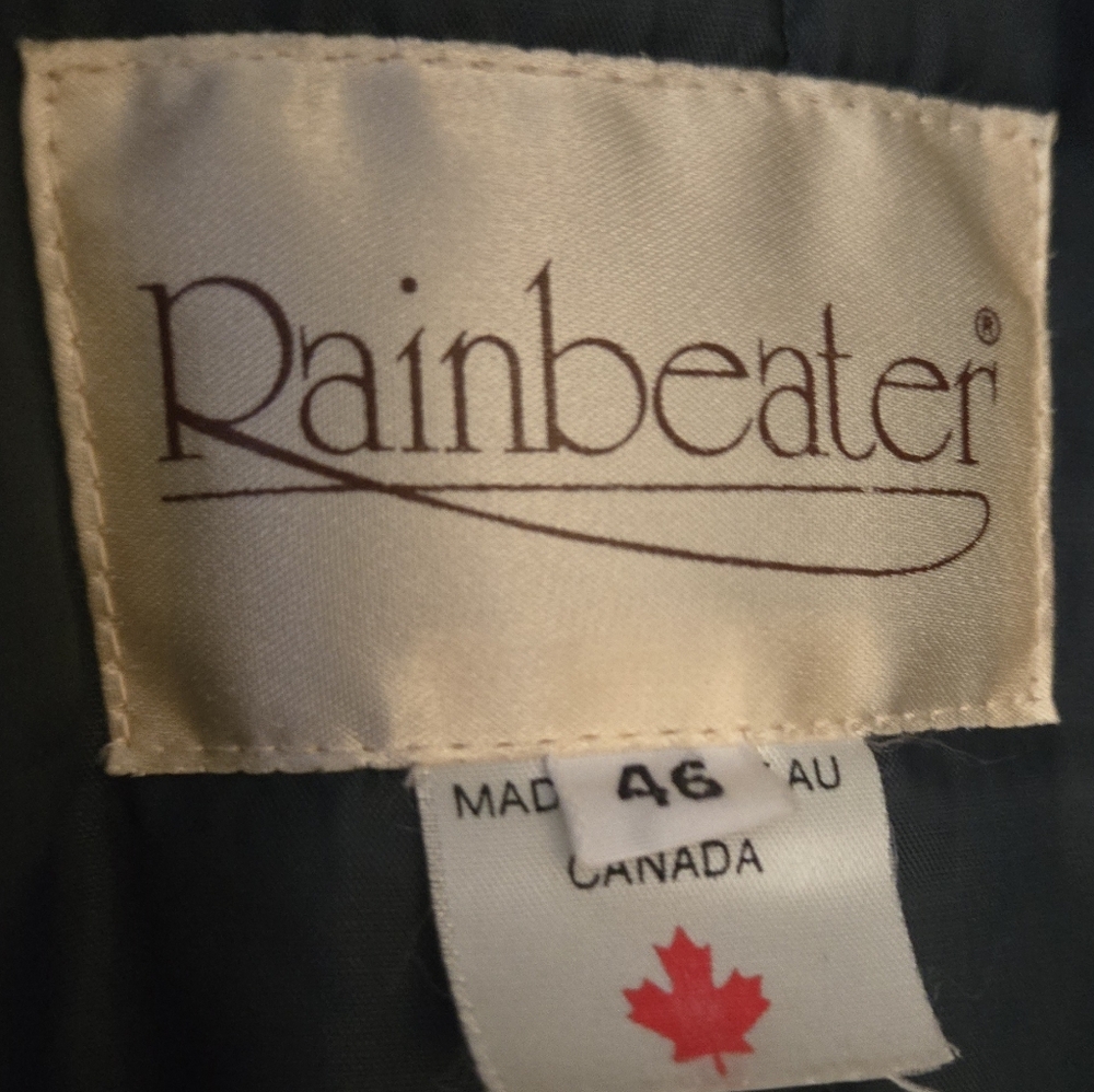 Rainbeater Vintage Navy Blue Raincoat Size 46 Mens L XL Trench Coat Dust Cover - Picture 3 of 16